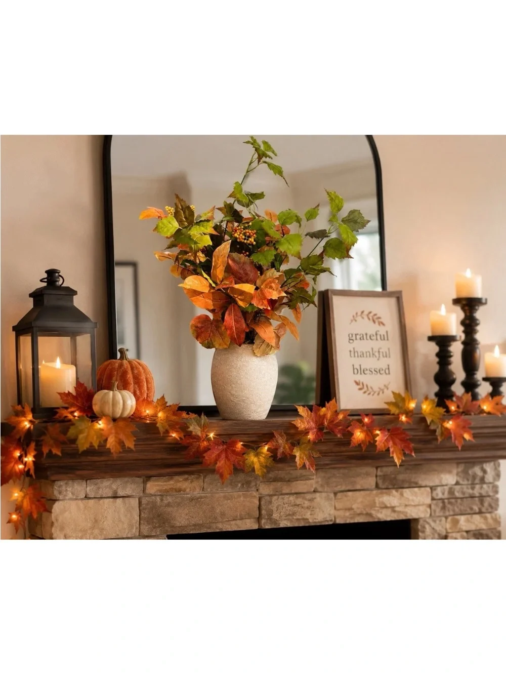 18 in Fall Artificial Leaf Arrangement Vase - Threshold designed w Studio McGee